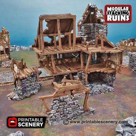 Tabletop Terrain Building Burgomaster's Office - Ruined Fantasy Building