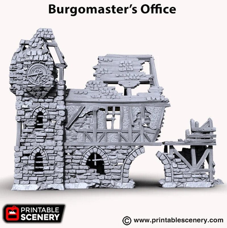 Tabletop Terrain Building Burgomaster's Office - Ruined Fantasy Building