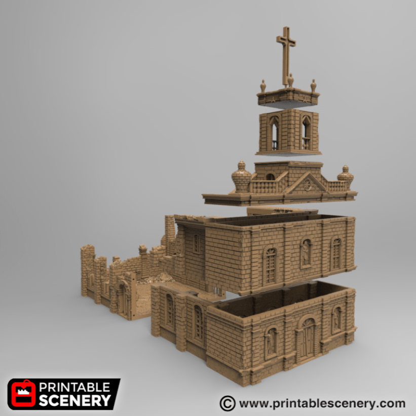Tabletop Terrain Building Caribbean Church - Ruined Building