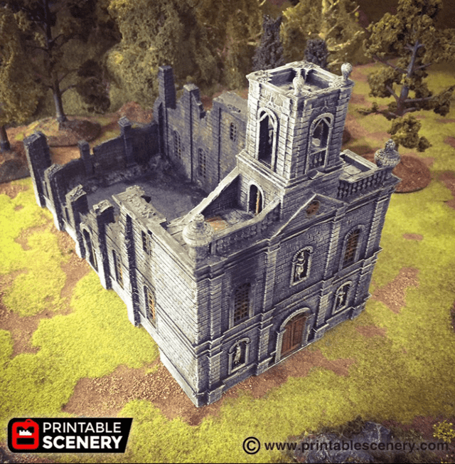 Tabletop Terrain Building Caribbean Church - Ruined Building