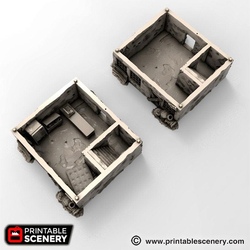 Tabletop Terrain Building Derelict Gas Station - Apocalyptic Building