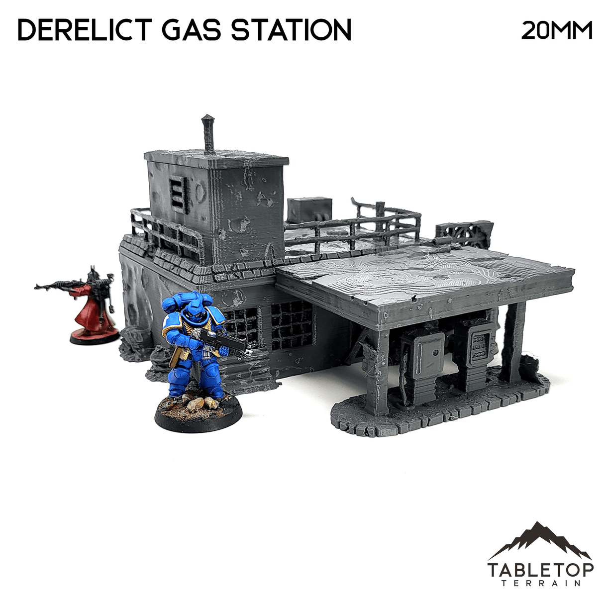 Tabletop Terrain Building Derelict Gas Station - Apocalyptic Building