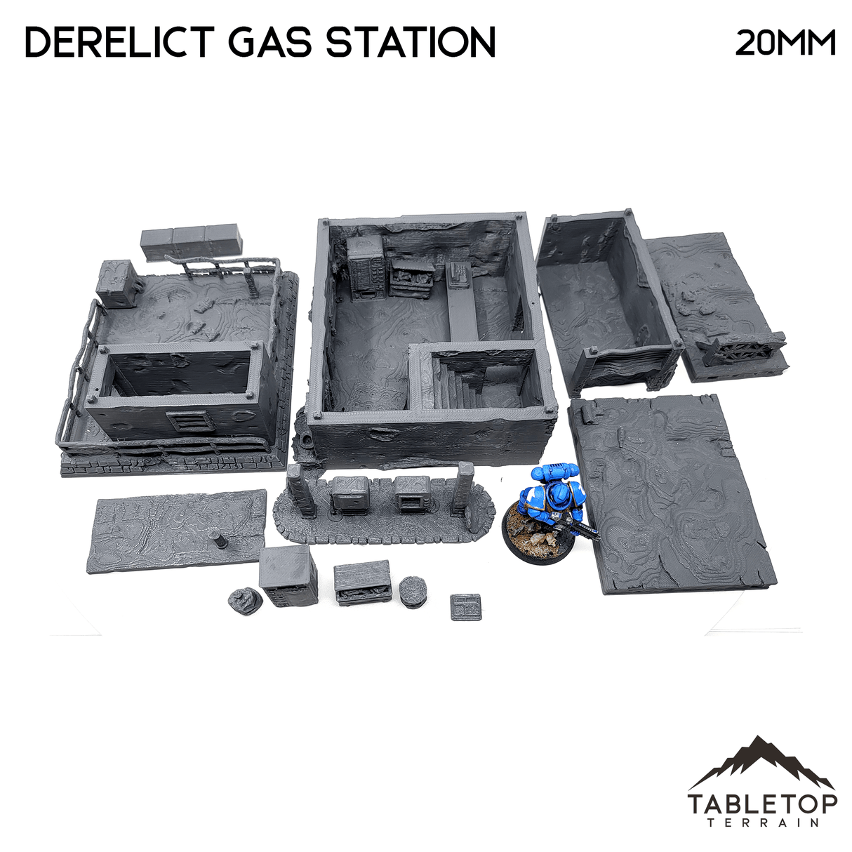 Tabletop Terrain Building Derelict Gas Station - Apocalyptic Building