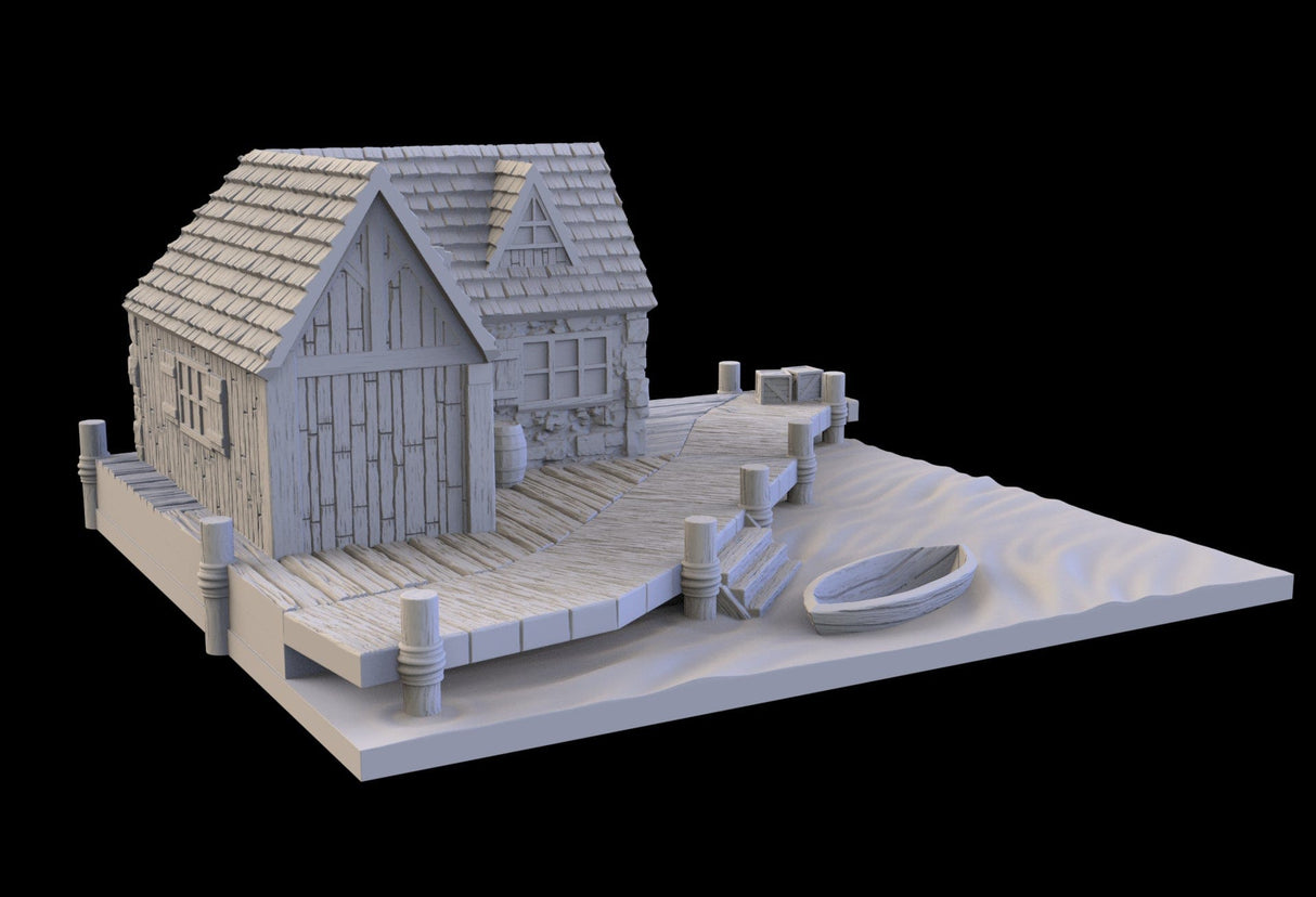 Tabletop Terrain Building Fishery - Town of Grexdale - Fantasy Building