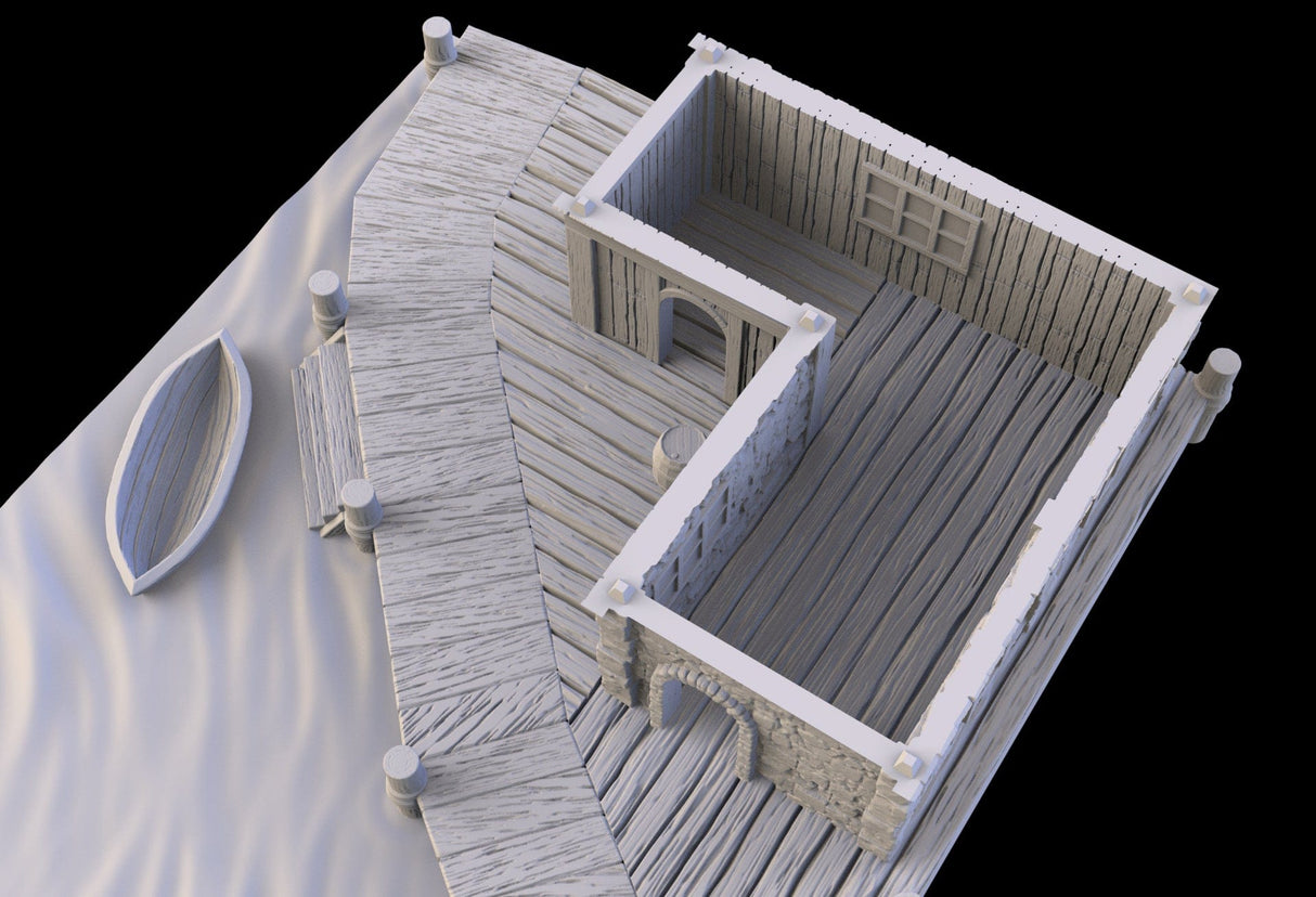 Tabletop Terrain Building Fishery - Town of Grexdale - Fantasy Building