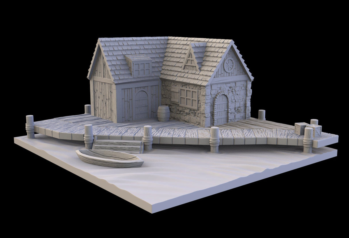 Tabletop Terrain Building Fishery - Town of Grexdale - Fantasy Building