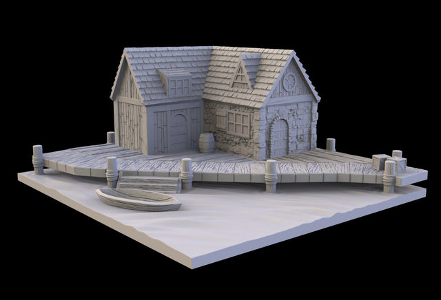 Tabletop Terrain Building Fishery - Town of Grexdale - Fantasy Building
