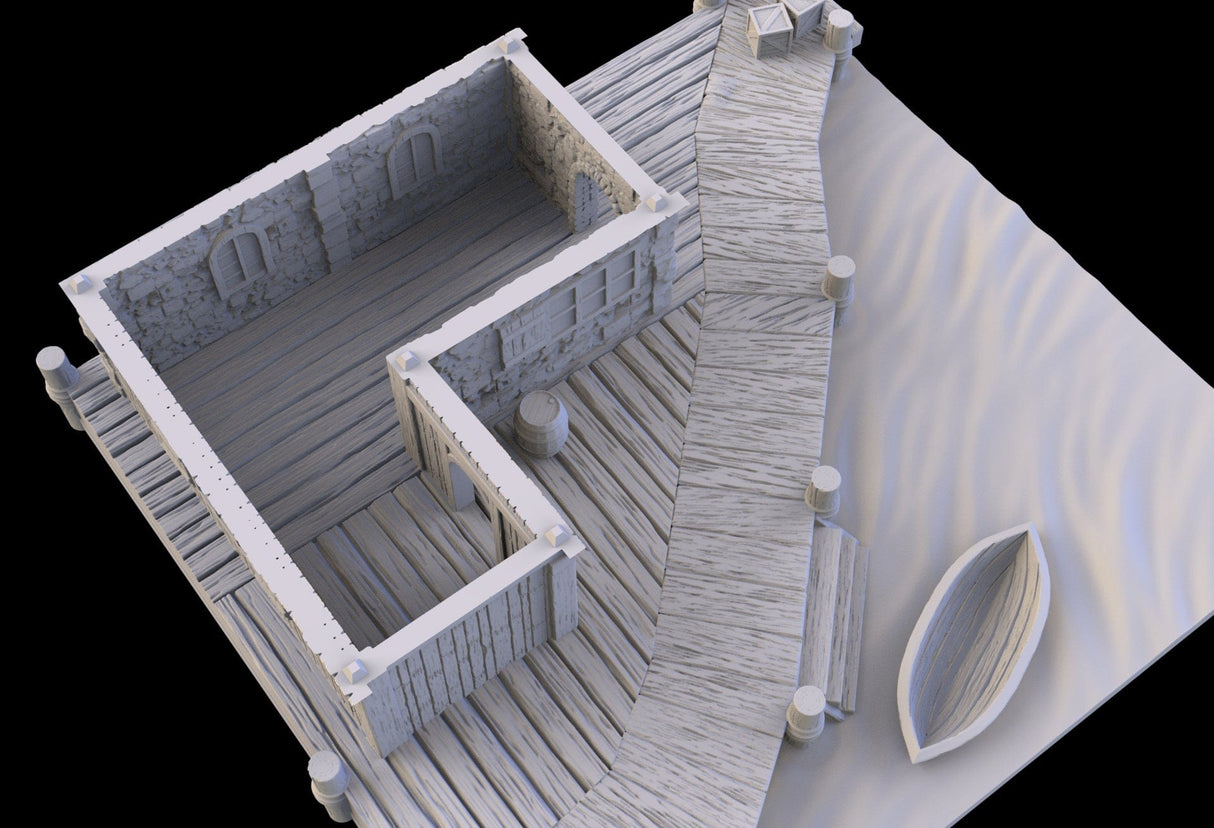 Tabletop Terrain Building Fishery - Town of Grexdale - Fantasy Building