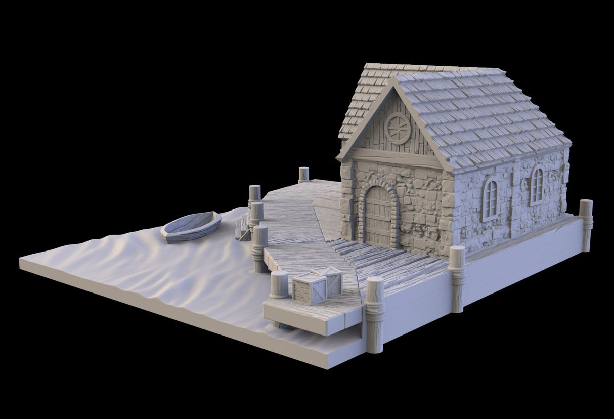 Tabletop Terrain Building Fishery - Town of Grexdale - Fantasy Building