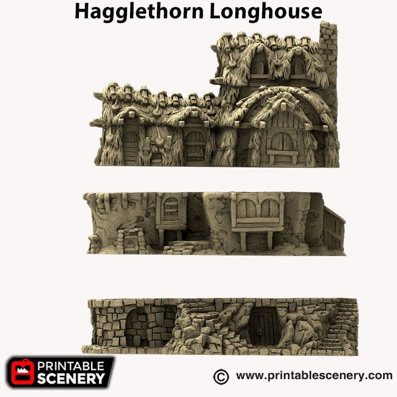 Tabletop Terrain Building Hagglethorn Longhouse - Hagglethorn Hollow - Fantasy Building