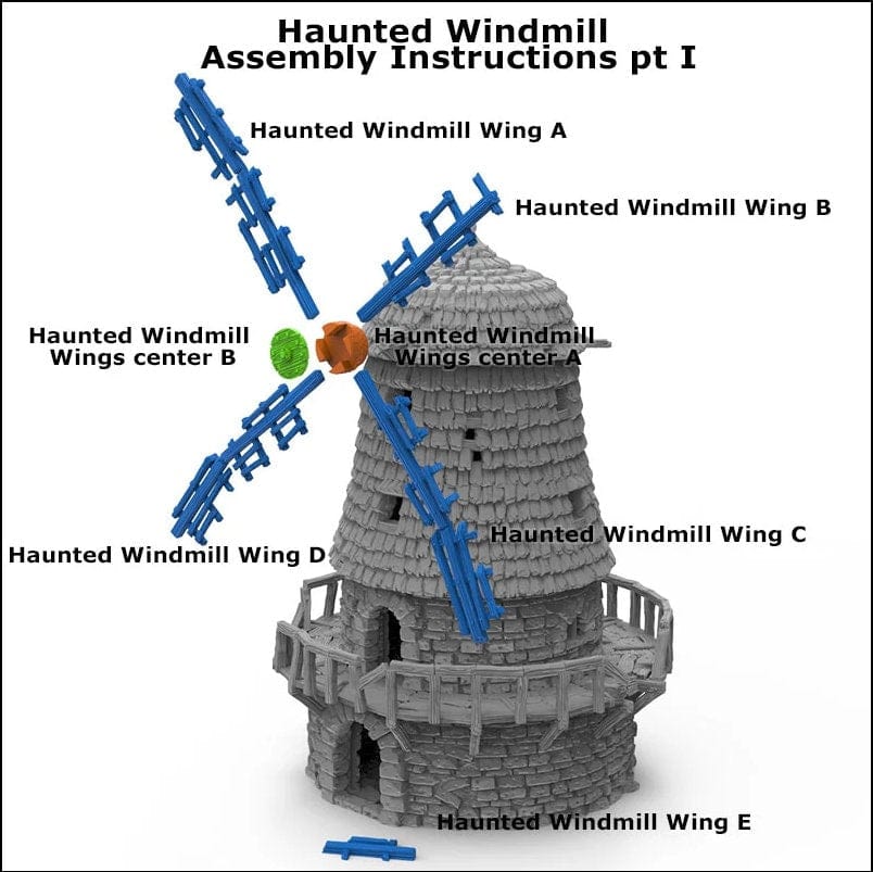 Tabletop Terrain Building Haunted Windmill - Fantasy Building