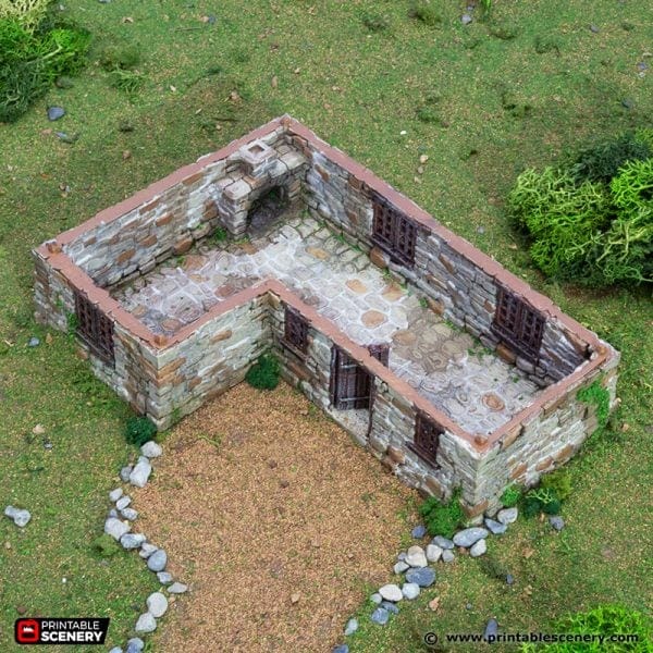 Tabletop Terrain Building Highland Stone Barn - Country & King - Fantasy Historical Building
