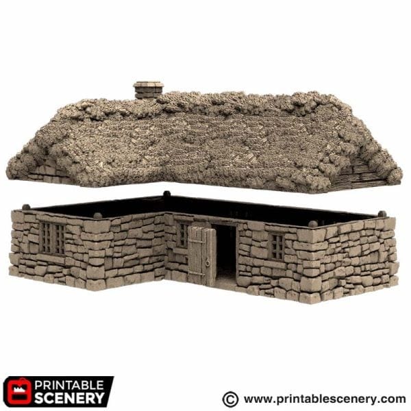 Tabletop Terrain Building Highland Stone Barn - Country & King - Fantasy Historical Building