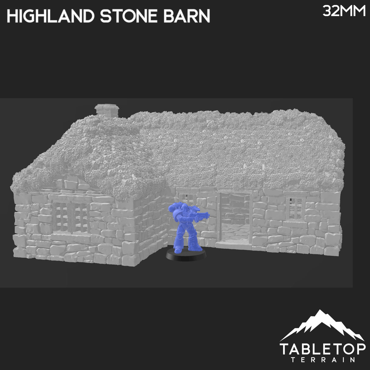 Tabletop Terrain Building Highland Stone Barn - Country & King - Fantasy Historical Building