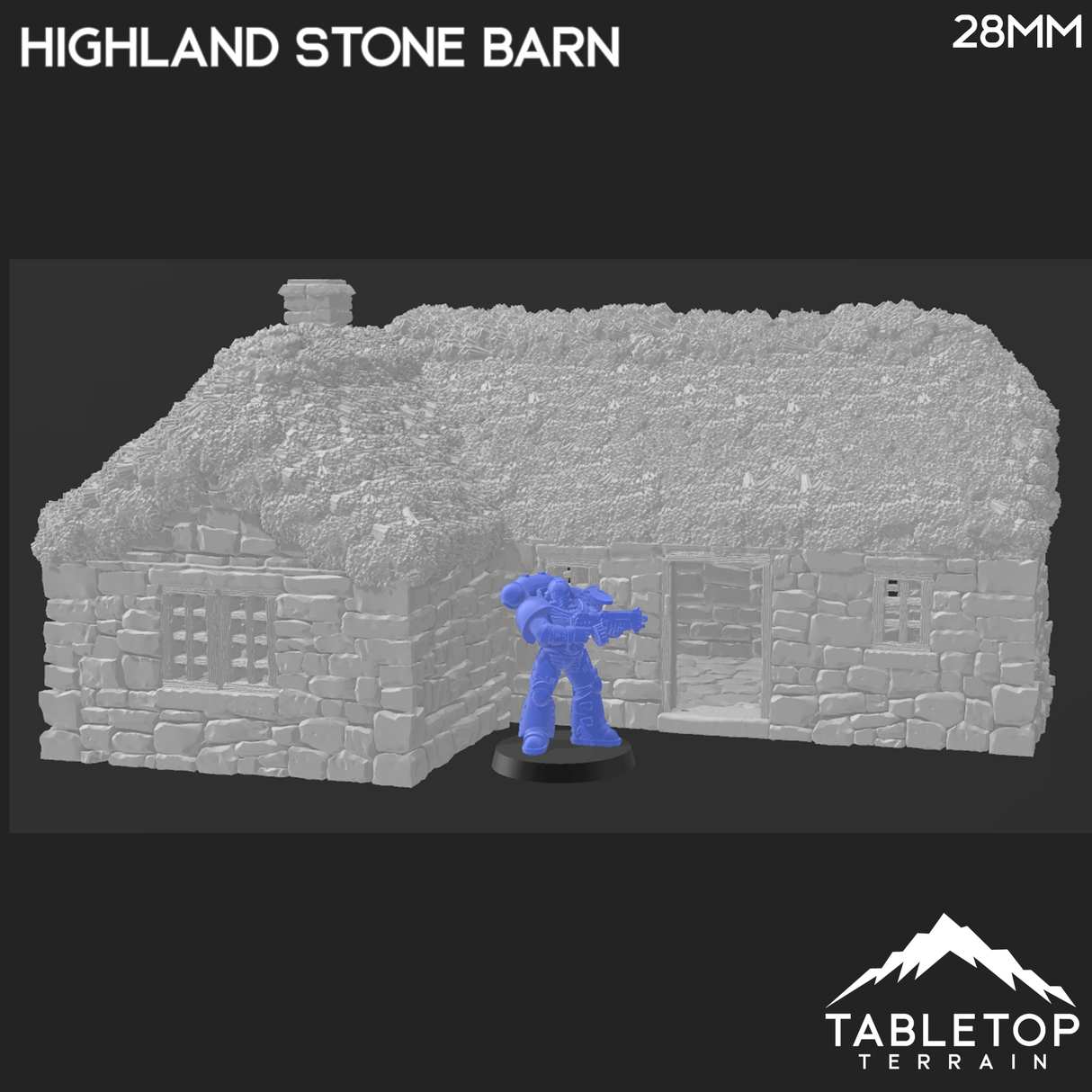 Tabletop Terrain Building Highland Stone Barn - Country & King - Fantasy Historical Building