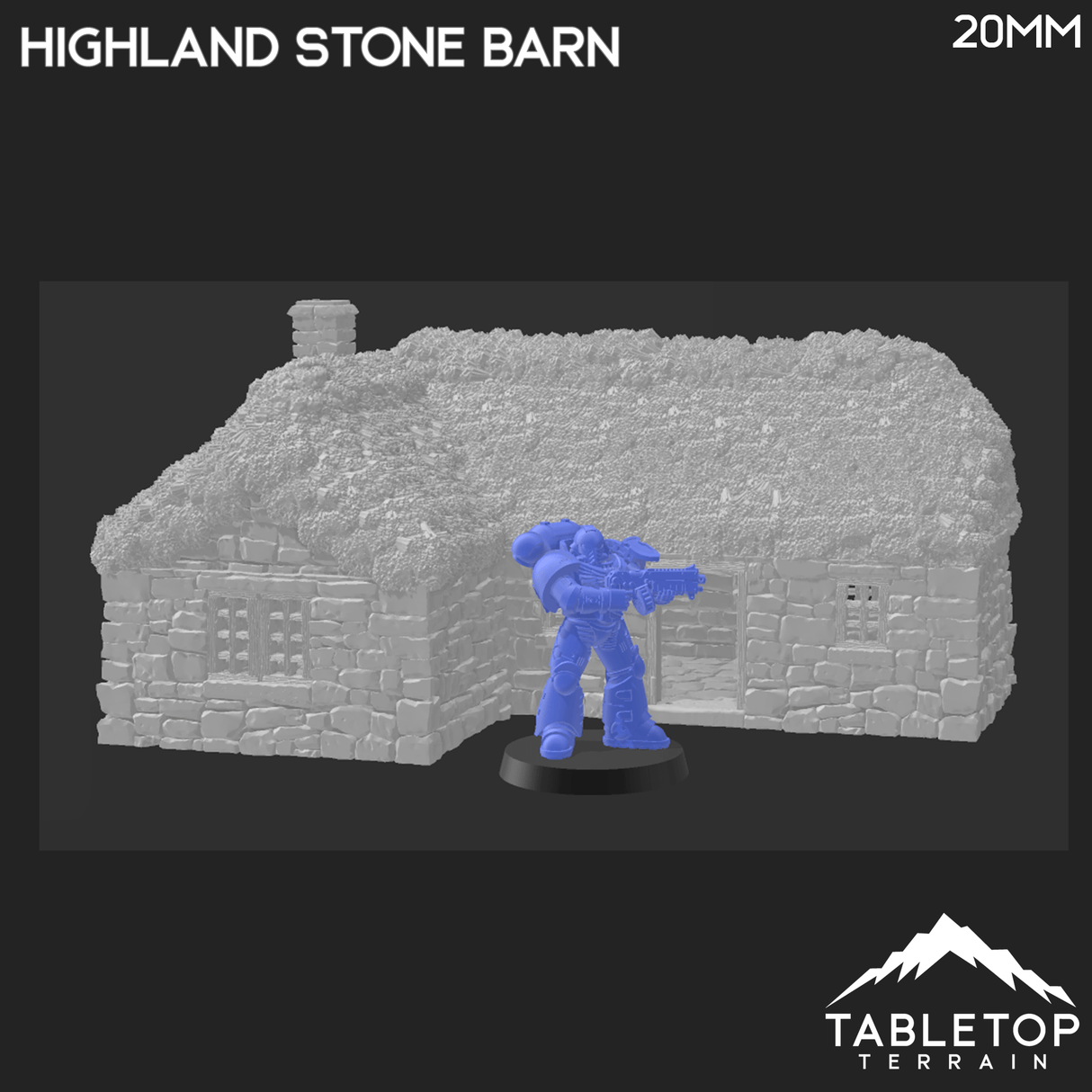 Tabletop Terrain Building Highland Stone Barn - Country & King - Fantasy Historical Building