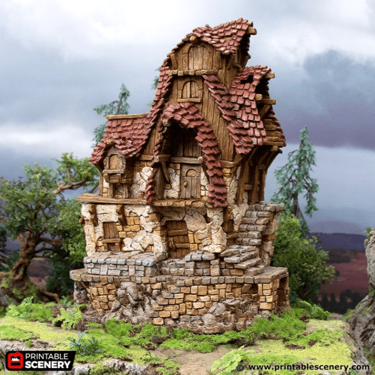 Tabletop Terrain Building Hunter's Lodge - Hagglethorn Hollow - Fantasy Building