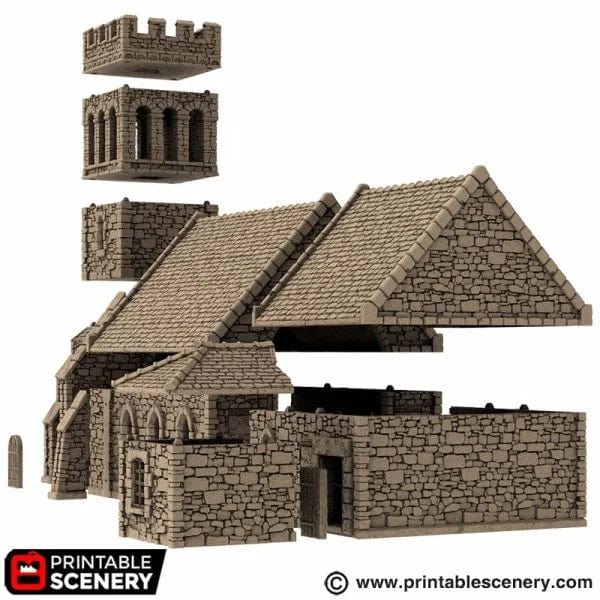 Tabletop Terrain Building Norman Church - Country & King - Fantasy Historical Building