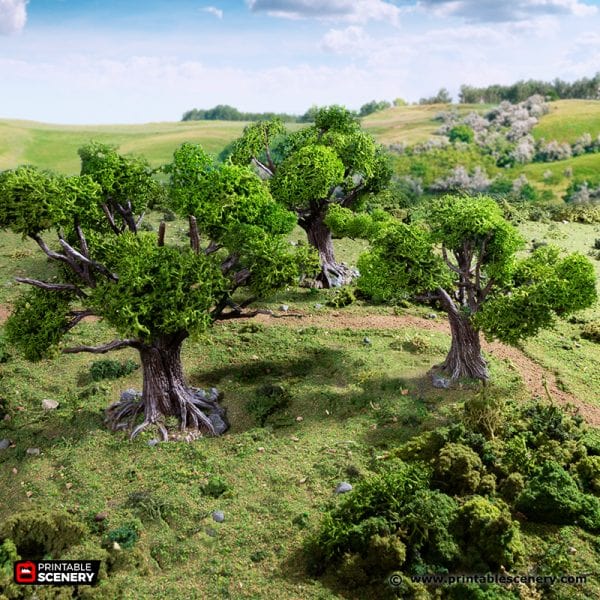 Tabletop Terrain Building Oak Trees - Country & King - Fantasy Historical Trees