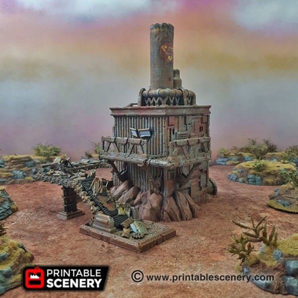 Tabletop Terrain Building Recycling Tower - Apocalyptic Building