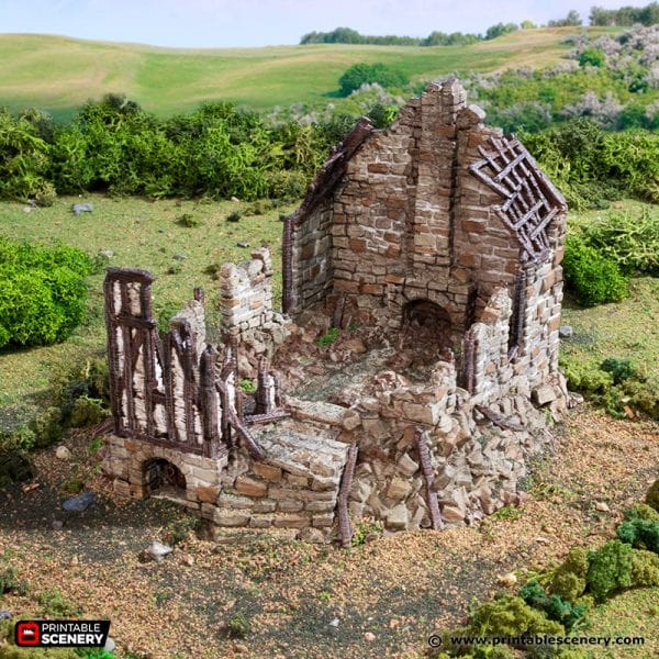 Tabletop Terrain Building Ruined Barlyway Cottage - Country & King - Fantasy Historical Ruins