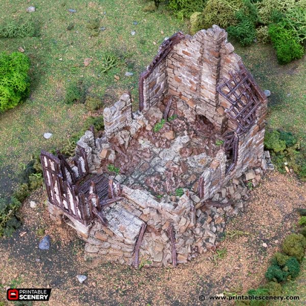 Tabletop Terrain Building Ruined Barlyway Cottage - Country & King - Fantasy Historical Ruins