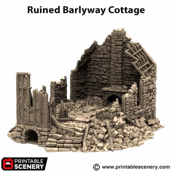 Tabletop Terrain Building Ruined Barlyway Cottage - Country & King - Fantasy Historical Ruins
