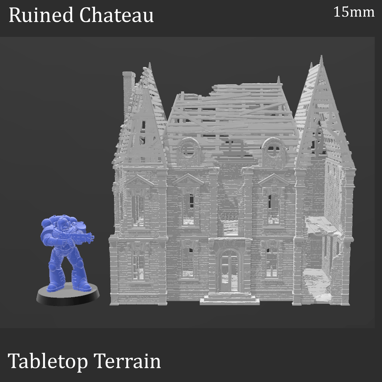 Tabletop Terrain Building Ruined Chateau - WWII Building