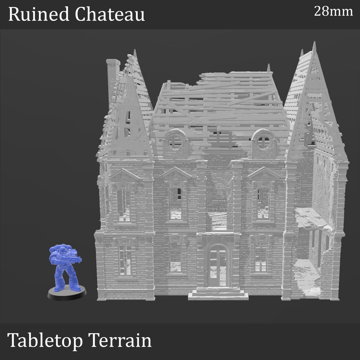 Tabletop Terrain Building Ruined Chateau - WWII Building