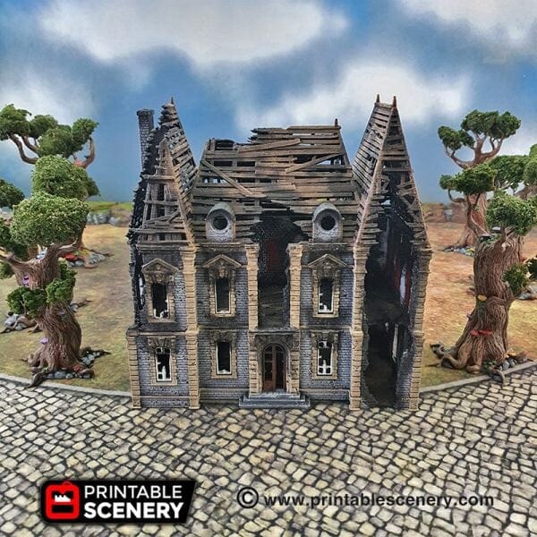 Tabletop Terrain Building Ruined Chateau - WWII Building