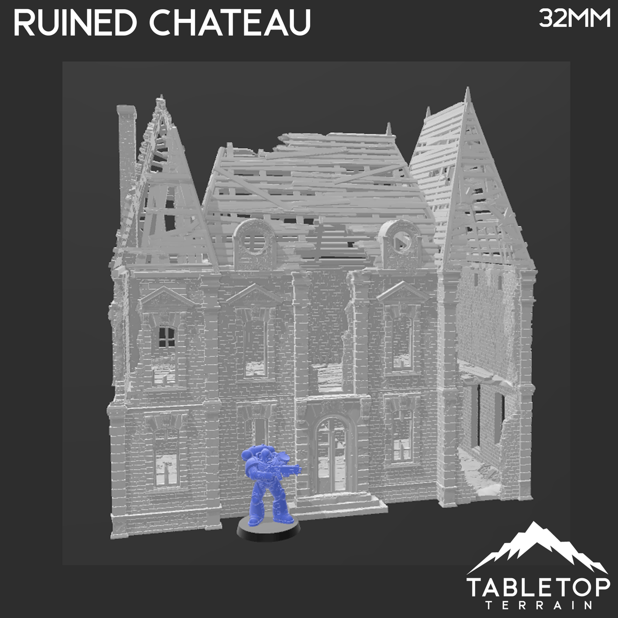 Tabletop Terrain Building Ruined Chateau - WWII Building
