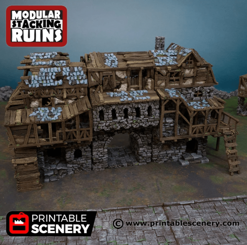 Tabletop Terrain Building Ruined Gatehouse - Fantasy Building