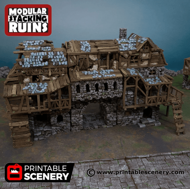 Tabletop Terrain Building Ruined Gatehouse - Fantasy Building