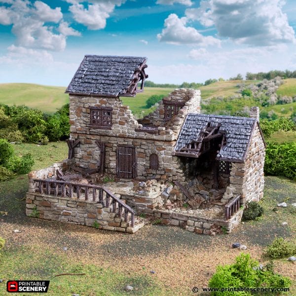 Tabletop Terrain Building Ruined Stonestreet Bakers - Country & King - Fantasy Historical Ruins
