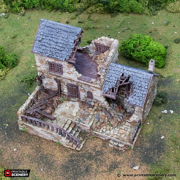 Tabletop Terrain Building Ruined Stonestreet Bakers - Country & King - Fantasy Historical Ruins