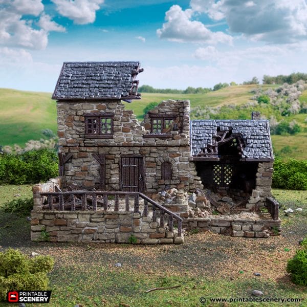Tabletop Terrain Building Ruined Stonestreet Bakers - Country & King - Fantasy Historical Ruins