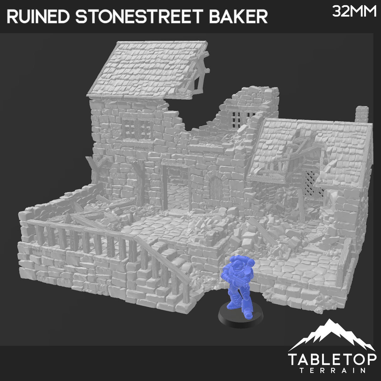Tabletop Terrain Building Ruined Stonestreet Bakers - Country & King - Fantasy Historical Ruins
