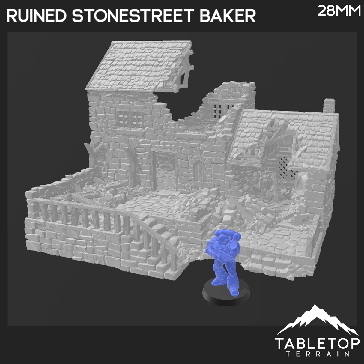 Tabletop Terrain Building Ruined Stonestreet Bakers - Country & King - Fantasy Historical Ruins