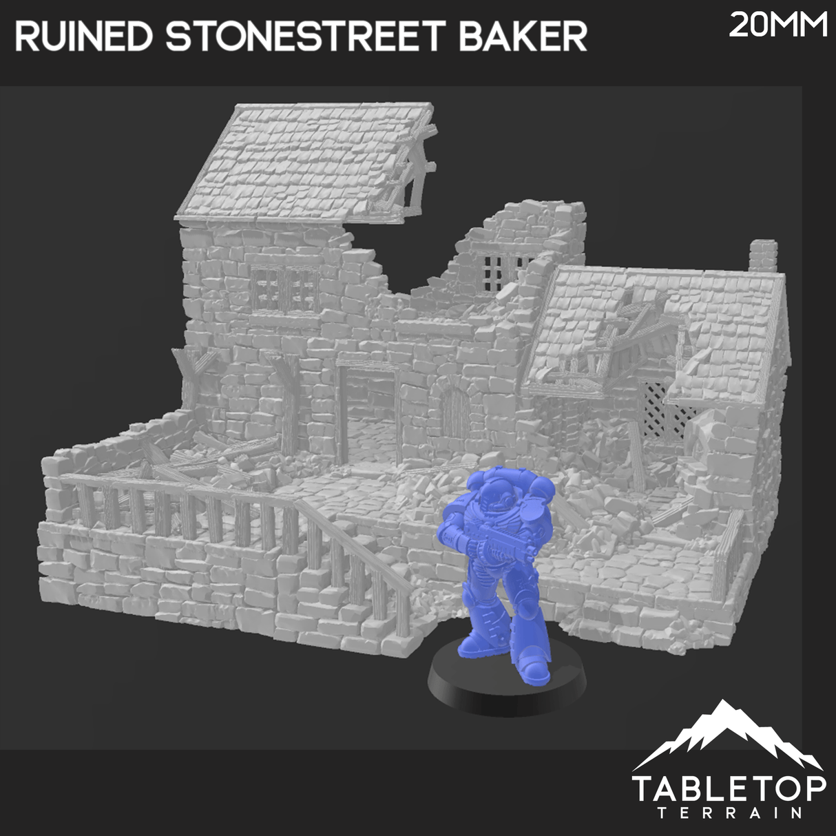 Tabletop Terrain Building Ruined Stonestreet Bakers - Country & King - Fantasy Historical Ruins