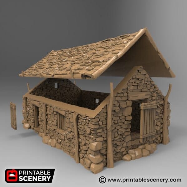 Tabletop Terrain Building Stone Barn - WWII Building