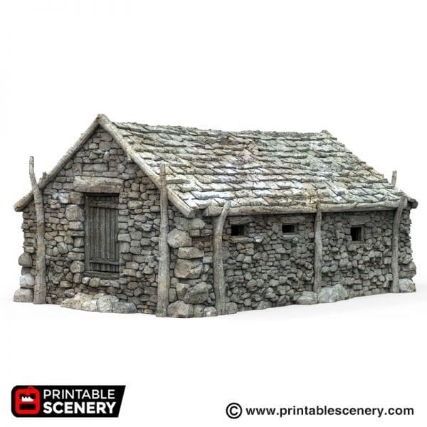 Tabletop Terrain Building Stone Barn - WWII Building