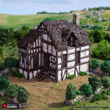 Tabletop Terrain Building Wattle and Daub Barlyway Cottage - Country & King - Fantasy Historical Building