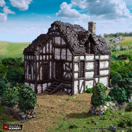 Tabletop Terrain Building Wattle and Daub Barlyway Cottage - Country & King - Fantasy Historical Building