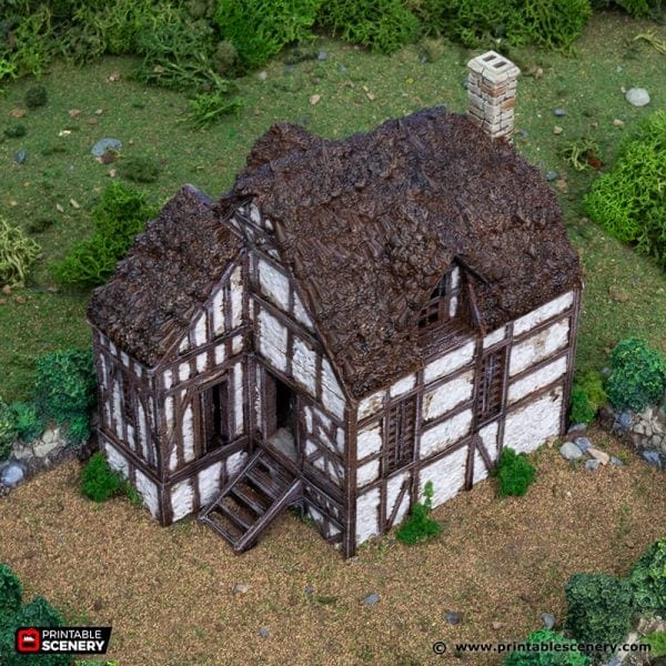 Tabletop Terrain Building Wattle and Daub Barlyway Cottage - Country & King - Fantasy Historical Building