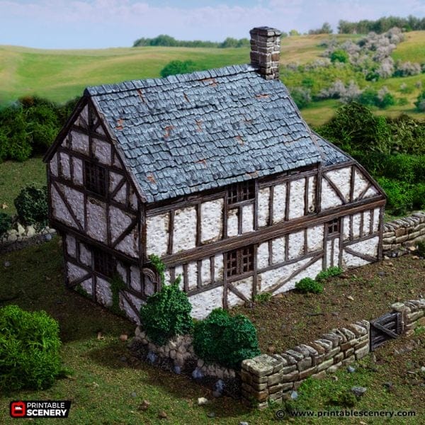 Tabletop Terrain Building Wattle and Daub Hollyhock Cottage - Country & King - Fantasy Historical Building