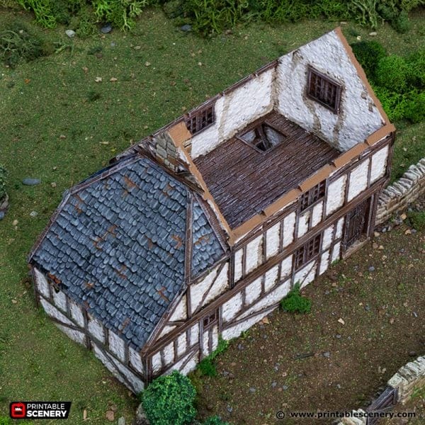Tabletop Terrain Building Wattle and Daub Hollyhock Cottage - Country & King - Fantasy Historical Building