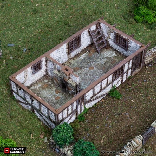 Tabletop Terrain Building Wattle and Daub Hollyhock Cottage - Country & King - Fantasy Historical Building