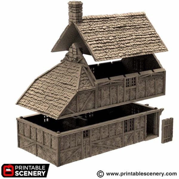 Tabletop Terrain Building Wattle and Daub Hollyhock Cottage - Country & King - Fantasy Historical Building