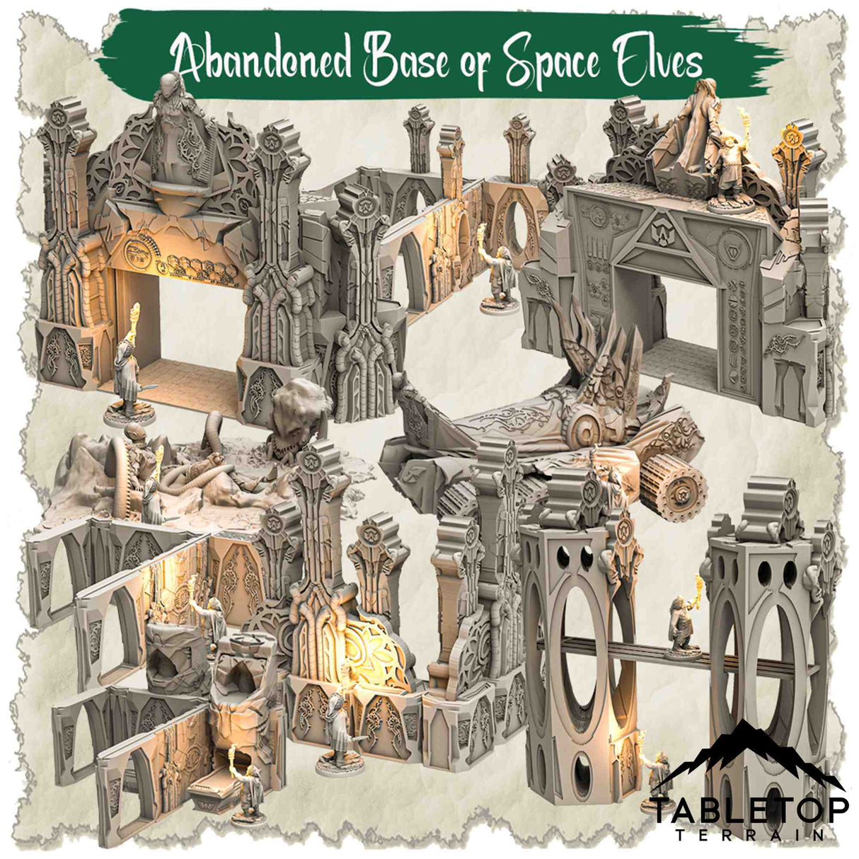Tabletop Terrain Dungeon Terrain Abandoned Base of Space Elves - Thematic Dungeon Terrain