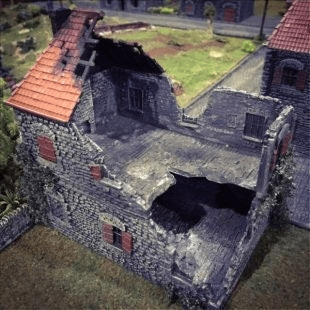 Tabletop Terrain Ruins French Farmhouse Ruins - WWII Building